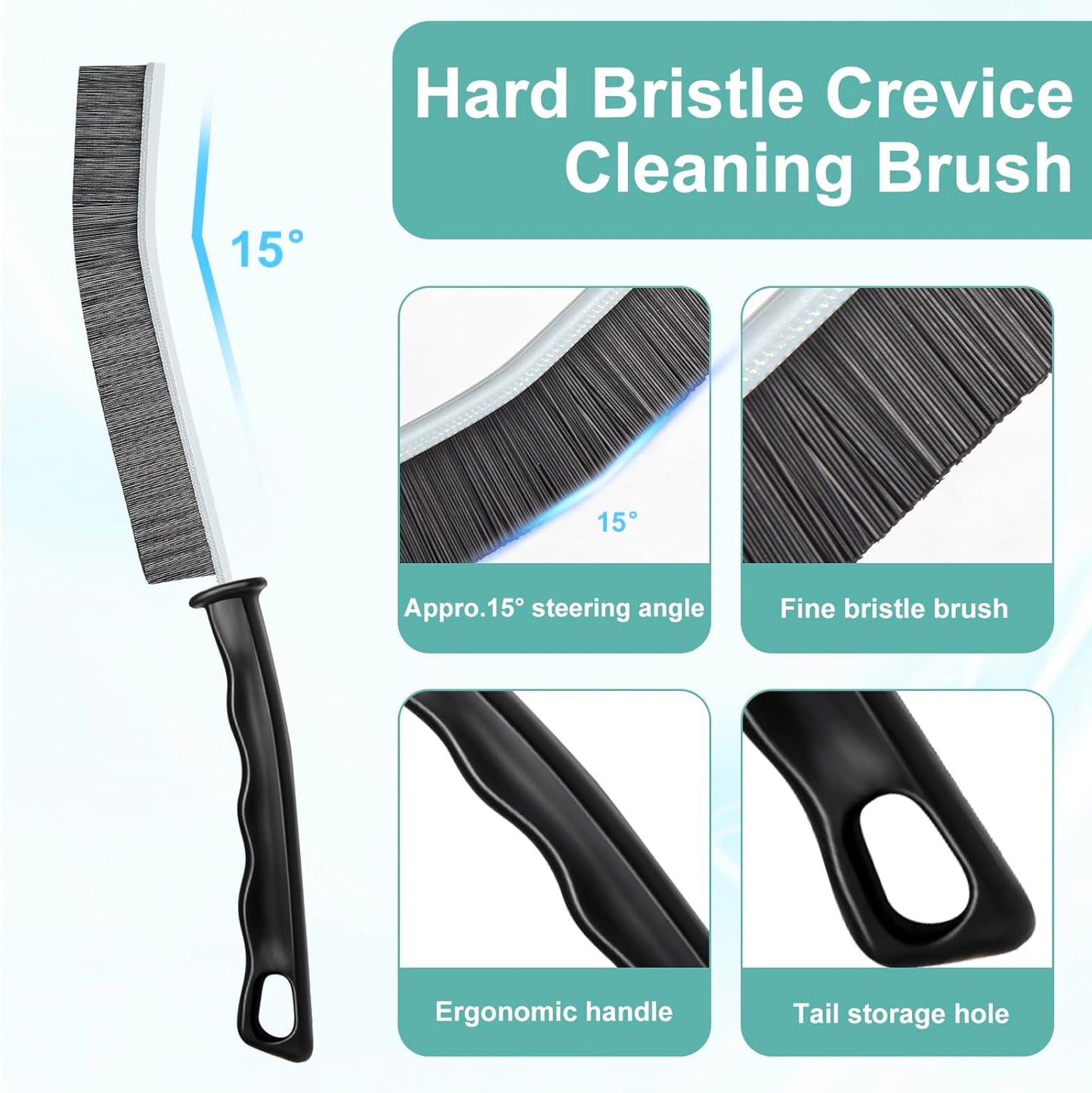ECOZAY Crevice Cleaning Brush – Bathroom Tile & Grout Detailing Set for a Polished Home Aesthetic