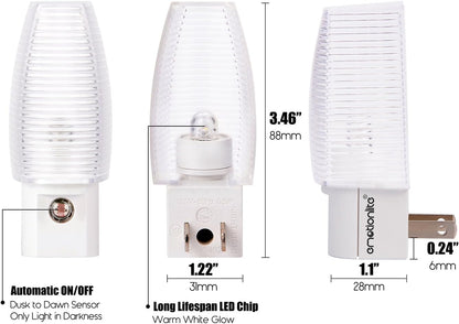 Emotionlite Plug-in Night Light – Nursery and Kids Room Safety Lighting, Warm White Dusk to Dawn Glow
