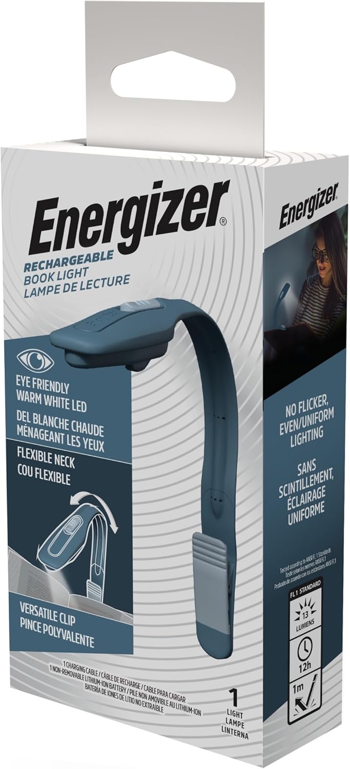 Energizer Flex-R LED Rechargeable Book Light – Thoughtful Birthday Gift for Mom, Warm Reading Light for Bedtime Stories