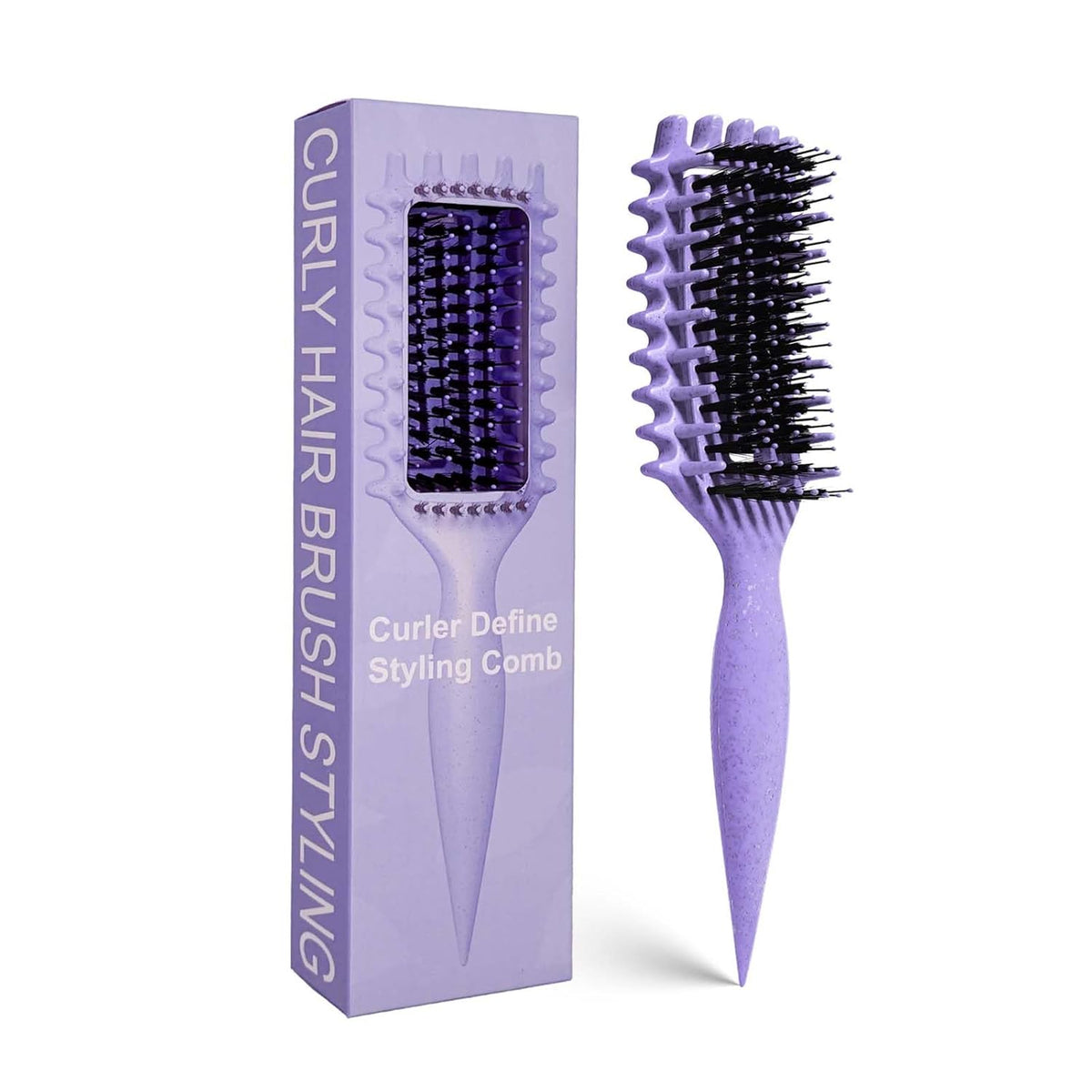ergonomic bristle layout for even hair separation and curl shaping