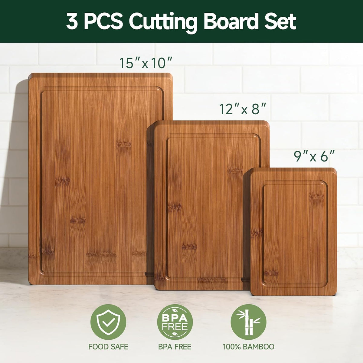 extra-deep juice grooves around the perimeter of each board