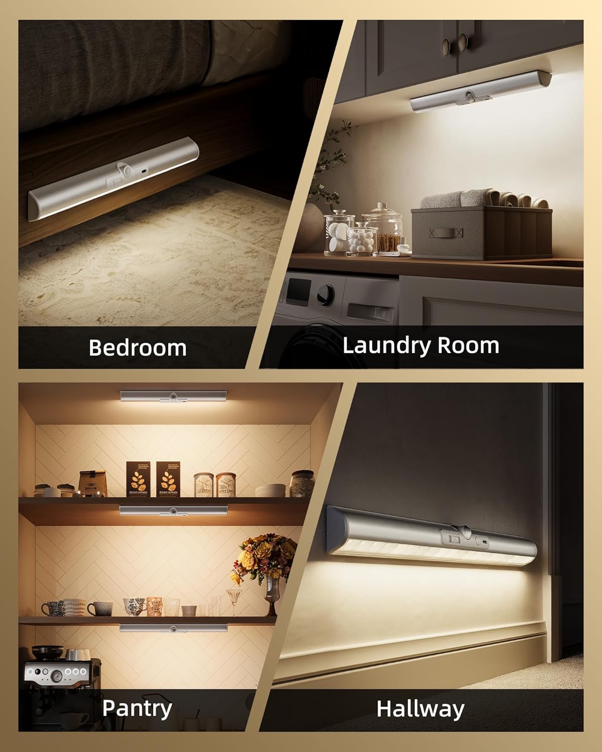 EZVALO Motion Sensor Closet Lights, 2 Pack — 3 Color Temperature Dimmable Accent Lighting for Bedroom Ambiance