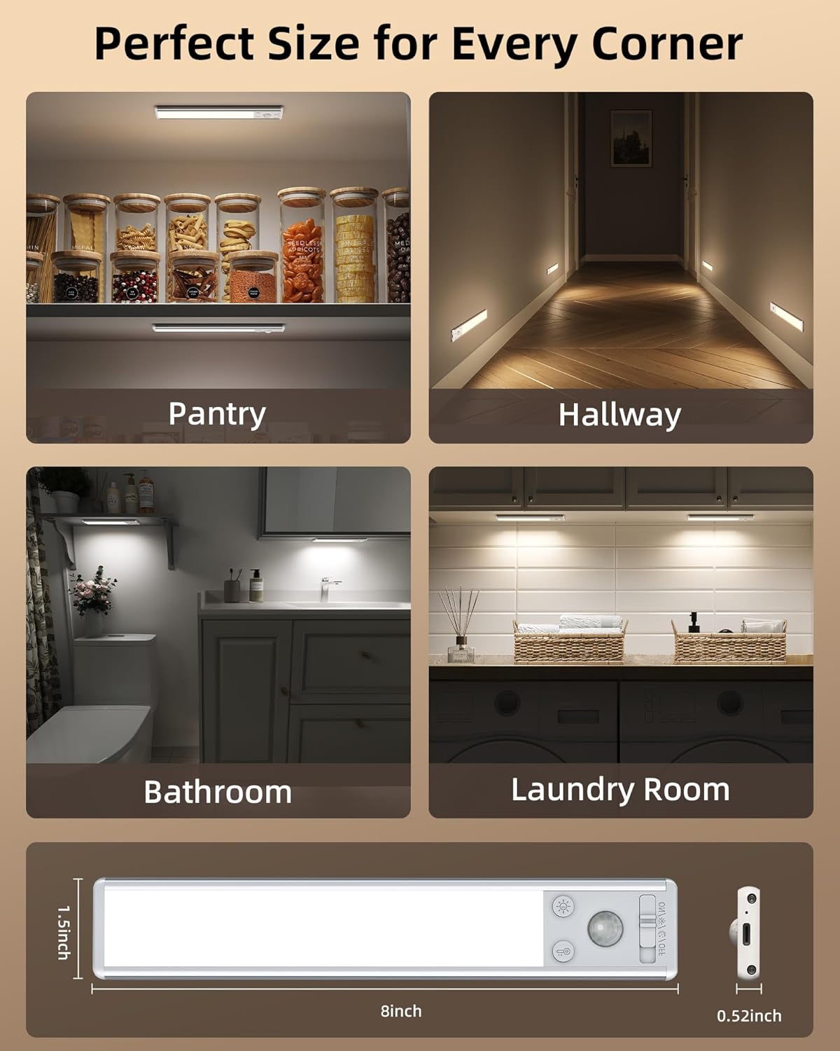 EZVALO Slim LED Light – Tool-Free Magnetic Install for Clean Under-Cabinet and Closet Spaces