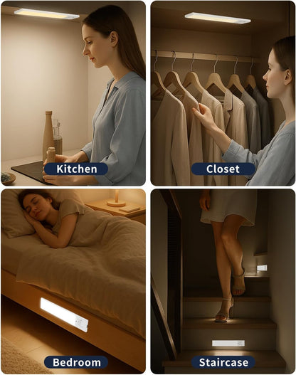 FBY Under Cabinet Lighting, Warm to Cool Color Temperature LED for Coffee Bar and Pantry Aesthetic, 3-Pack Rechargeable Closet Light