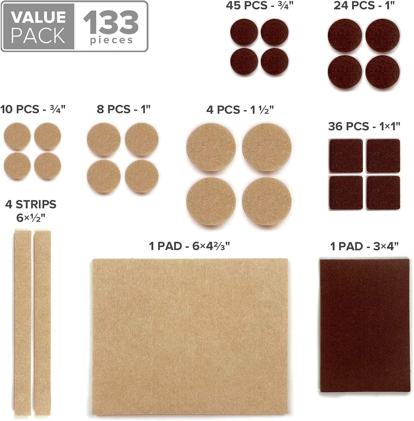 felt material designed for hardwood, laminate, and tiled floor surfaces