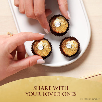 Ferrero Rocher Gourmet Milk Chocolate – Thoughtful Housewarming and Thank-You Gift, Gold Foil Wrapped 1.3 oz