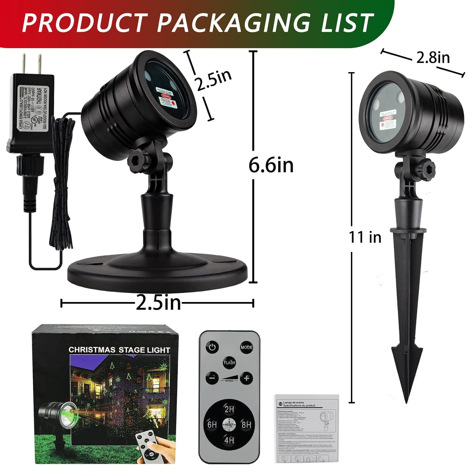 Festive Lights Christmas Projector Outdoor – Waterproof Laser Light for Patio, Backyard and Camping, Red Green Pattern Holiday Decor