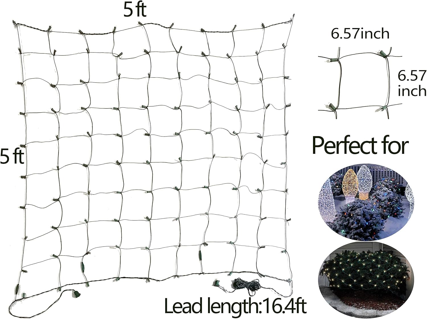 FestoonNET Pro – 100 LED Mesh Net Lights for Patio Shrubs and Garden Hedges, Connectable Outdoor Christmas Net Lights