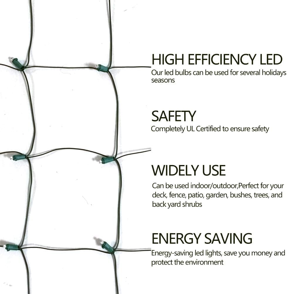 FestoonNET Pro – 100 LED Mesh Net Lights for Patio Shrubs and Garden Hedges, Connectable Outdoor Christmas Net Lights