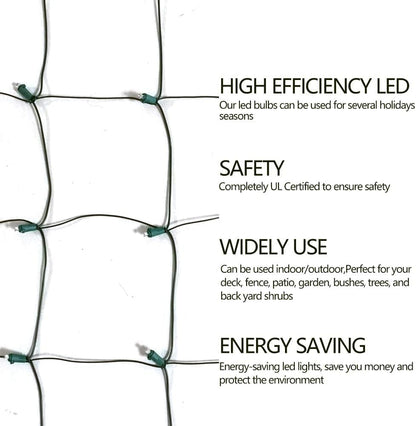 FestoonNET Pro – 100 LED Mesh Net Lights for Patio Shrubs and Garden Hedges, Connectable Outdoor Christmas Net Lights