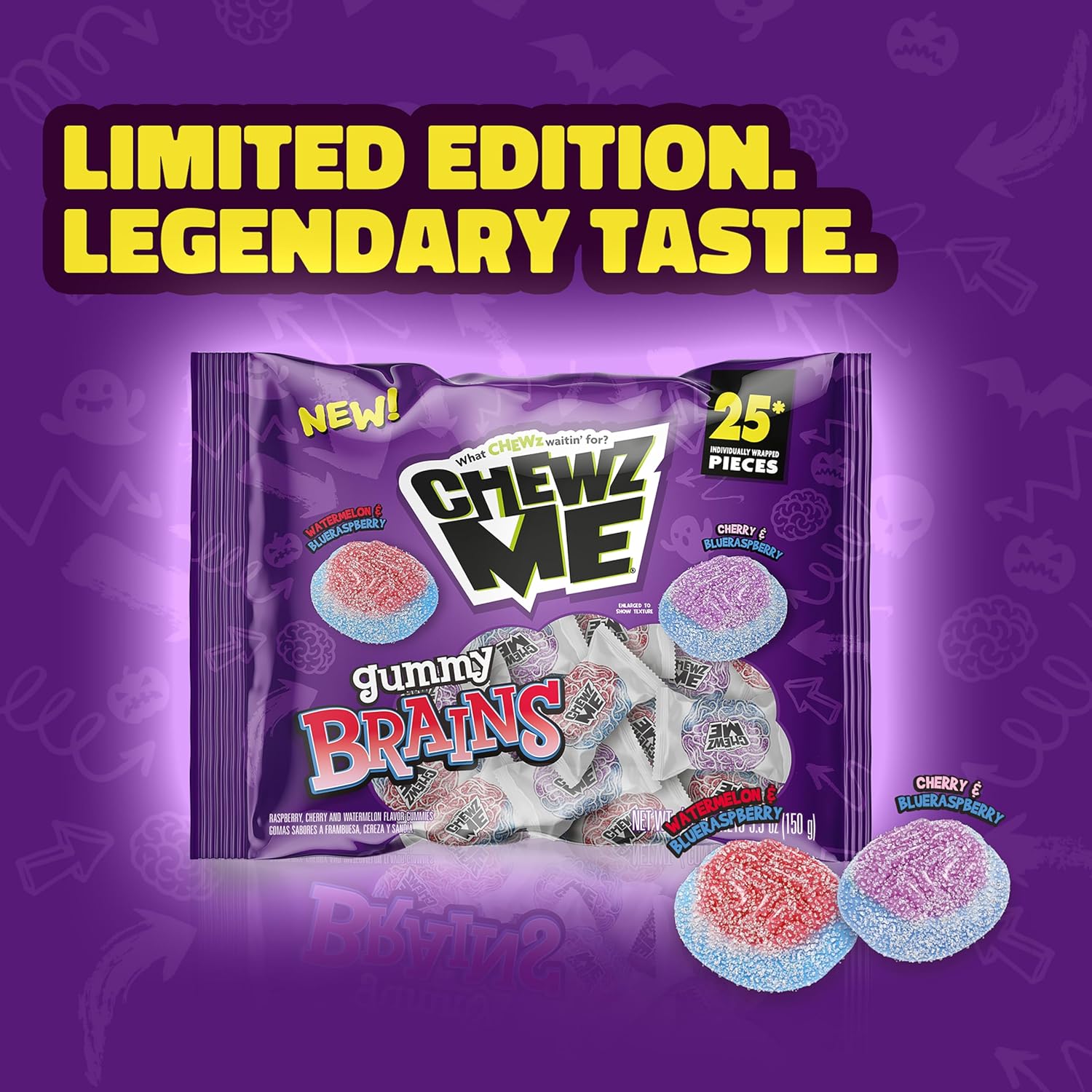 fine sugar exterior coating on chewy gummy base