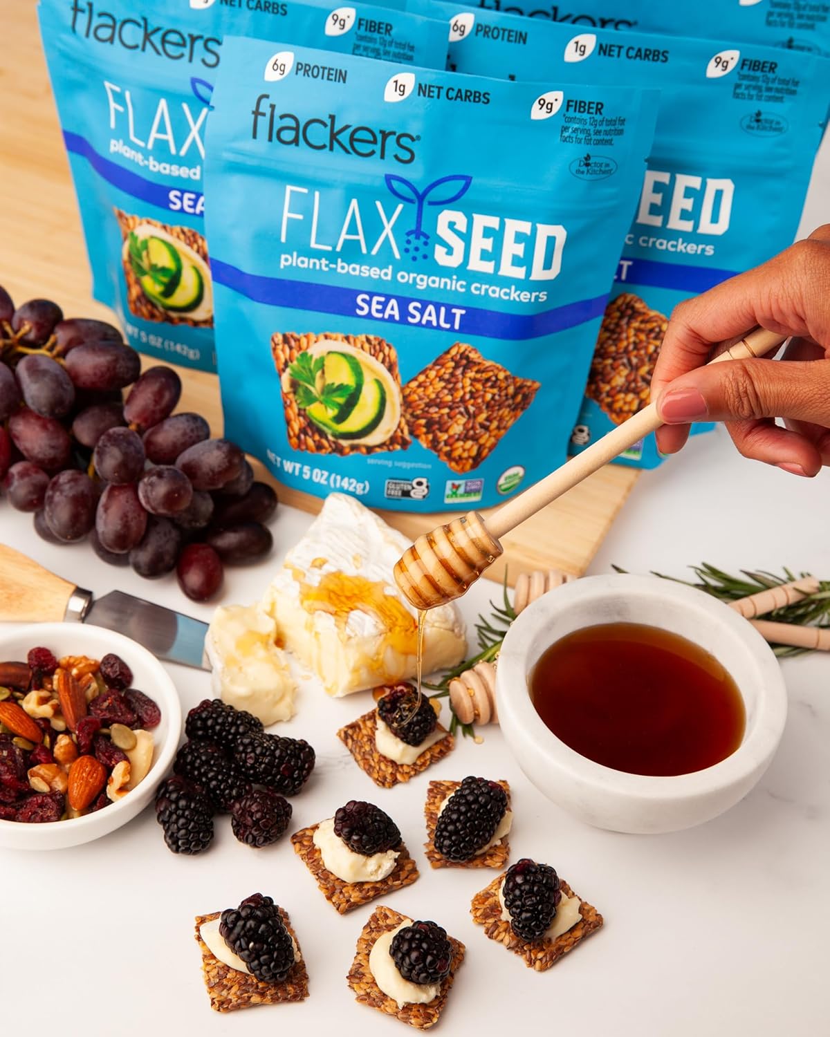 Flackers Organic Rosemary Flaxseed Crackers – Thoughtful Low-Carb Gift Basket Addition for Health-Conscious Friends