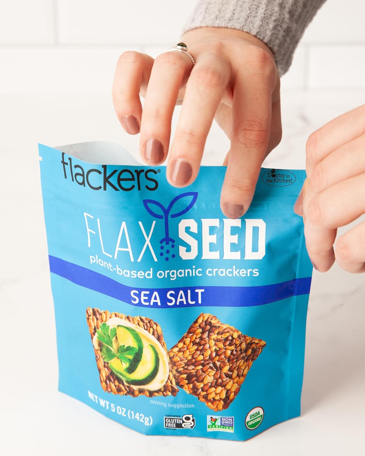 Flackers Organic Rosemary Flaxseed Crackers – Thoughtful Low-Carb Gift Basket Addition for Health-Conscious Friends