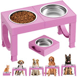 XIAZ Slip Resistant Dog Bowl Stand – Quiet Elevated Feeding Station for Indoor Crate Area, Adjustable Heights with Steel Bowls