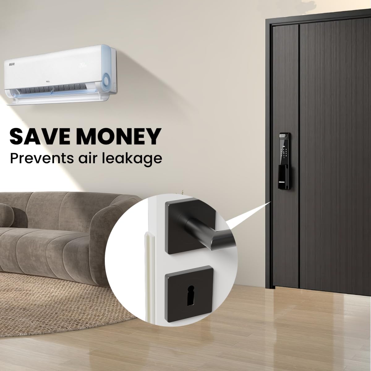 FoamGuard V-Shaped Door Seal Strip – Living Room Draft Stopper for Cozy Interior Aesthetic, Self-Adhesive Frame Match in White Black or Brown
