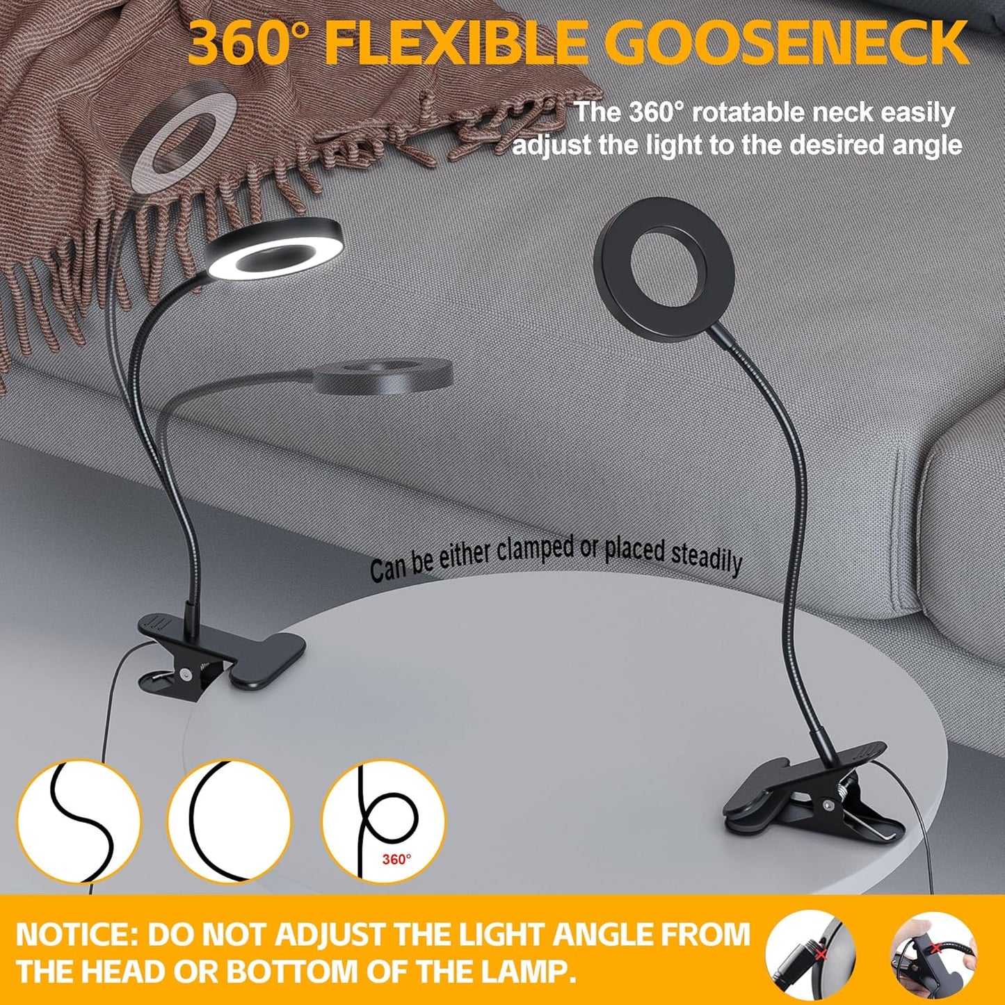 Foneso Clip-On LED Reading Light – Thoughtful Birthday Gift for Mom and Her Late-Night Book, Warm and Cool Dimmable Bedside Lamp