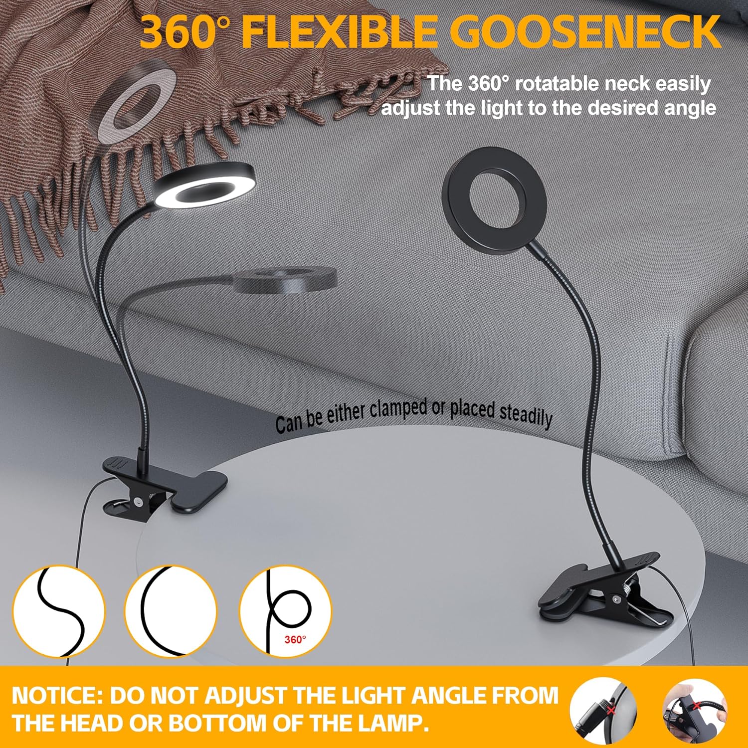 Foneso Clip-On LED Reading Light – Thoughtful Birthday Gift for Mom and Her Late-Night Book, Warm and Cool Dimmable Bedside Lamp