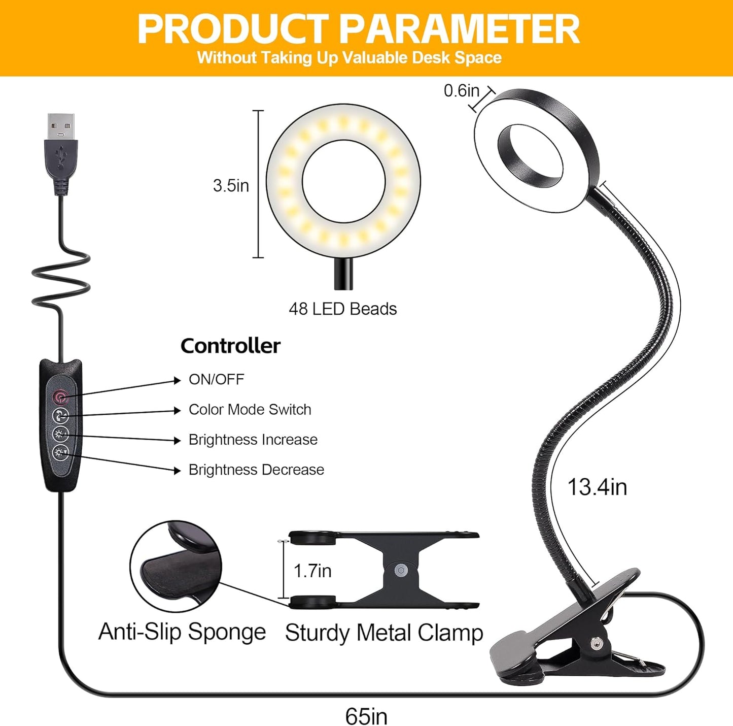 Foneso Clip-On LED Reading Light – Thoughtful Birthday Gift for Mom and Her Late-Night Book, Warm and Cool Dimmable Bedside Lamp