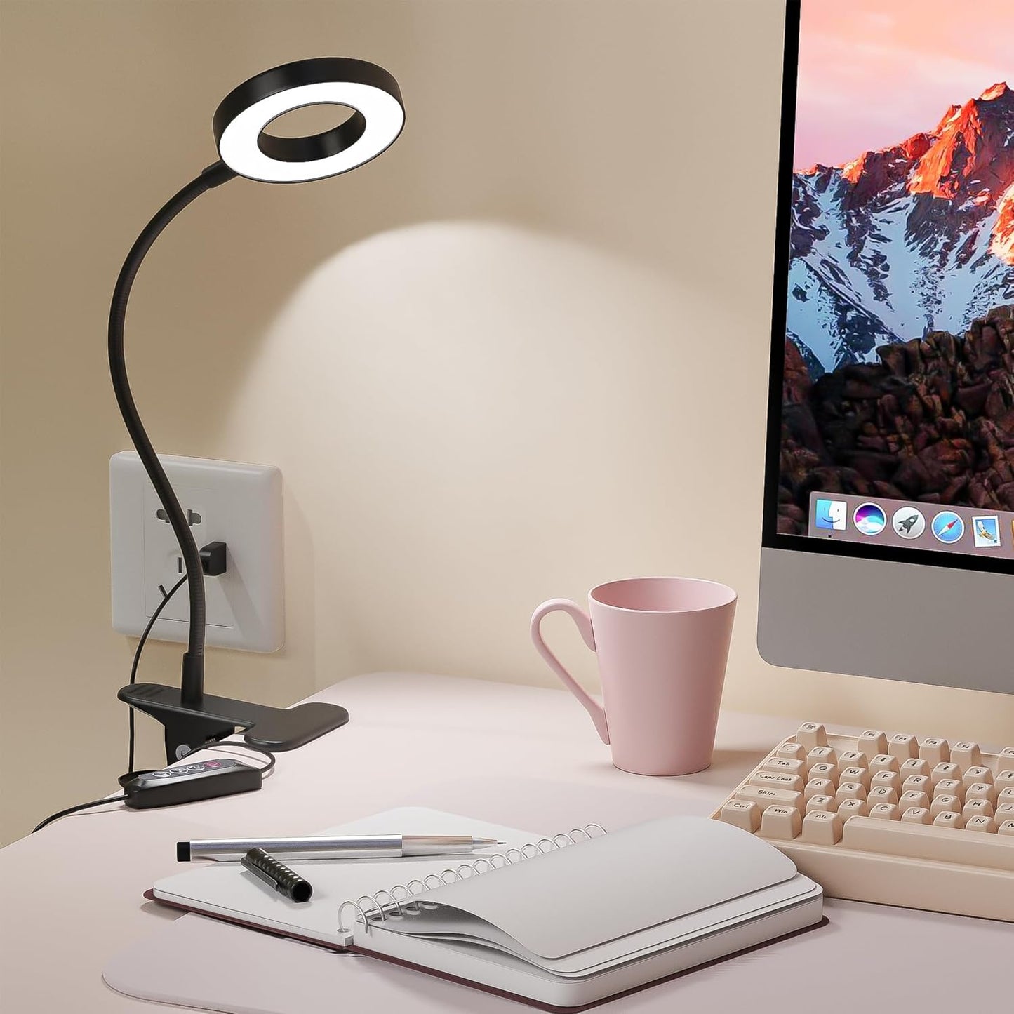 Foneso Clip-On LED Reading Light – Thoughtful Birthday Gift for Mom and Her Late-Night Book, Warm and Cool Dimmable Bedside Lamp