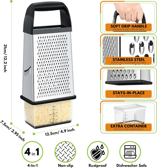 four grating surfaces: coarse, medium, fine, and slicing on one box