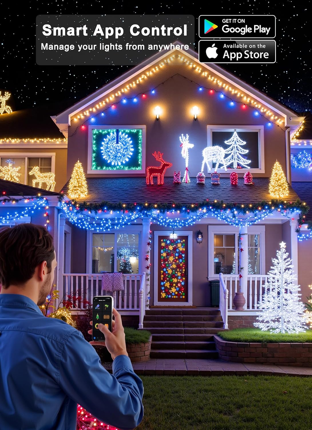 four length variants: 33ft/100led, 60ft/200led, 66ft/200led, and 82ft/250led