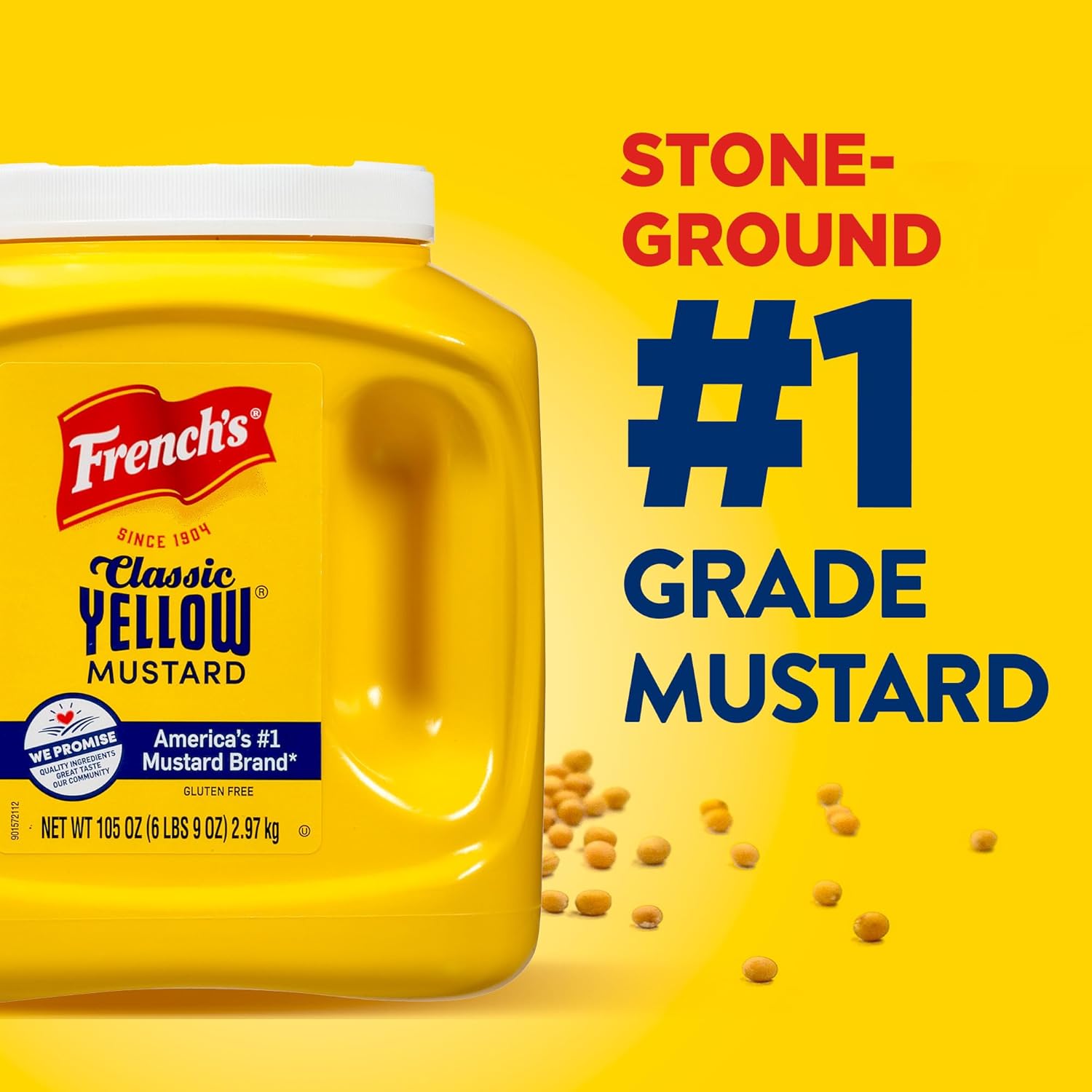 French's Classic Yellow Mustard, 105 oz – BBQ Slather Mustard for Low and Slow Smokers and Outdoor Pitmaster Prep