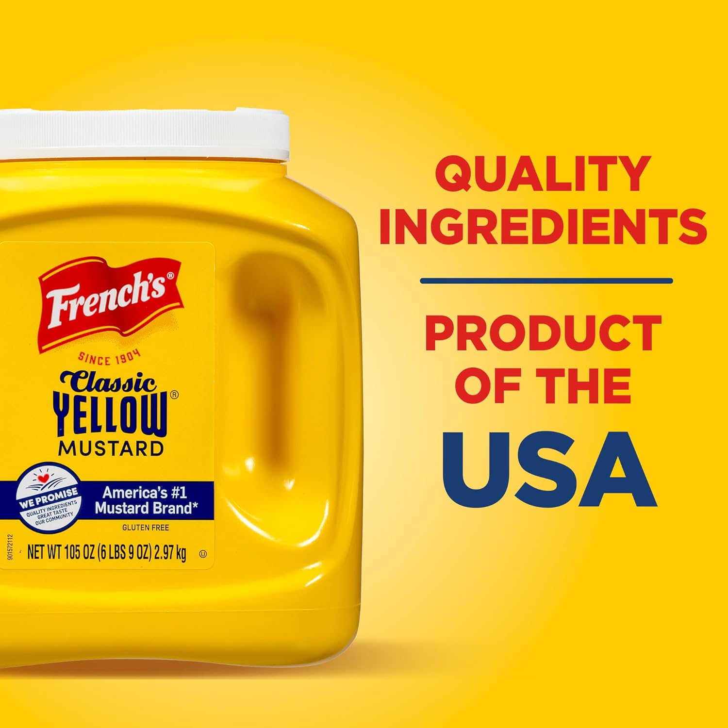 French's Classic Yellow Mustard, 105 oz – BBQ Slather Mustard for Low and Slow Smokers and Outdoor Pitmaster Prep
