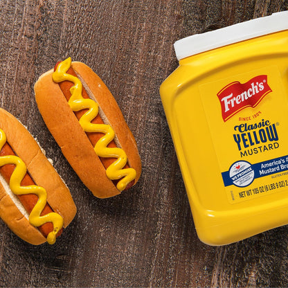 French's Classic Yellow Mustard, 105 oz – BBQ Slather Mustard for Low and Slow Smokers and Outdoor Pitmaster Prep