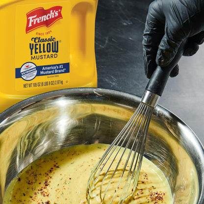 French's Classic Yellow Mustard, 105 oz – BBQ Slather Mustard for Low and Slow Smokers and Outdoor Pitmaster Prep
