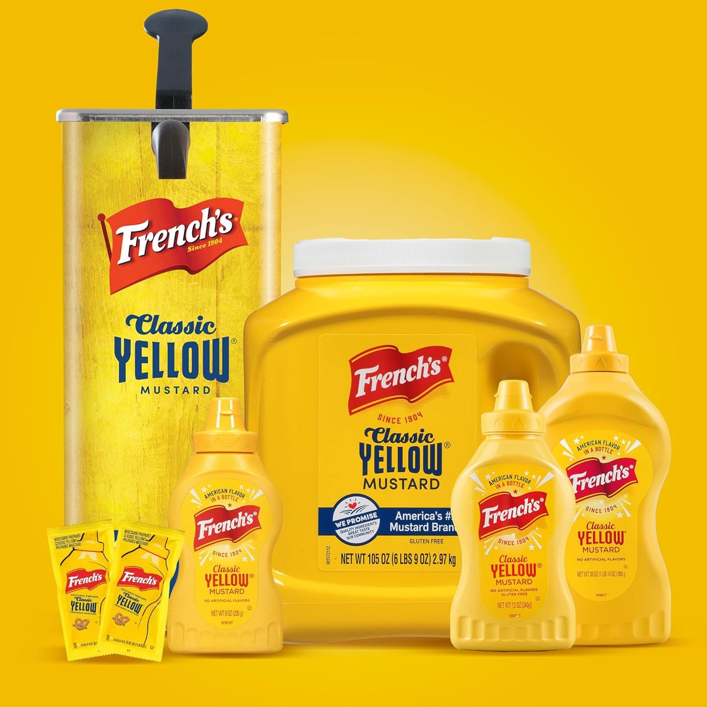 French's Classic Yellow Mustard, 105 oz – BBQ Slather Mustard for Low and Slow Smokers and Outdoor Pitmaster Prep