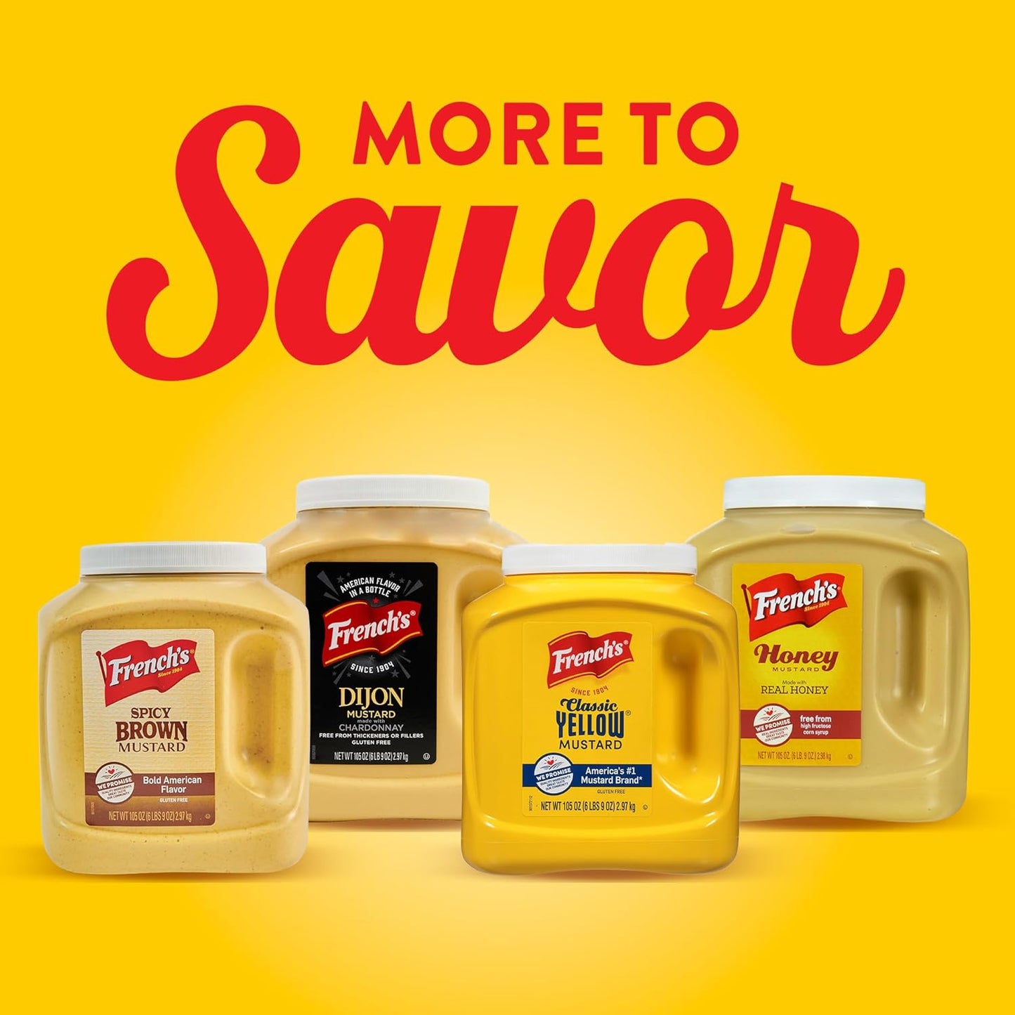 French's Classic Yellow Mustard, 105 oz – BBQ Slather Mustard for Low and Slow Smokers and Outdoor Pitmaster Prep