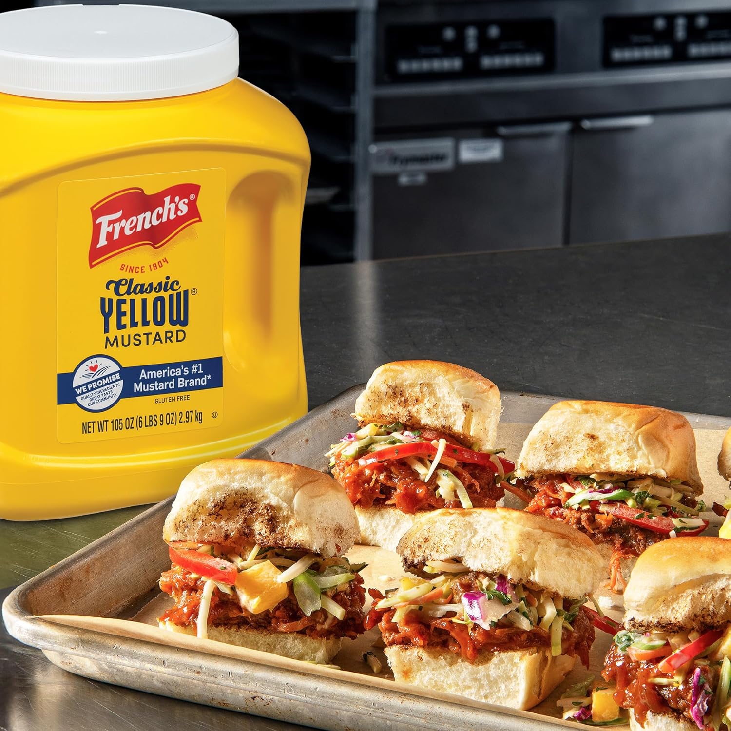 French's Classic Yellow Mustard, 105 oz – BBQ Slather Mustard for Low and Slow Smokers and Outdoor Pitmaster Prep