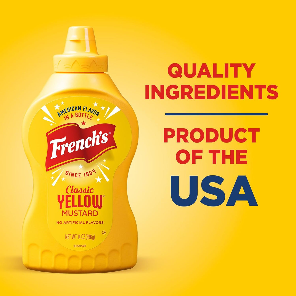 French's Stone-Ground Yellow Mustard – Kid-Friendly Condiment for Sandwiches, Chicken Tenders & Dips, 14 oz