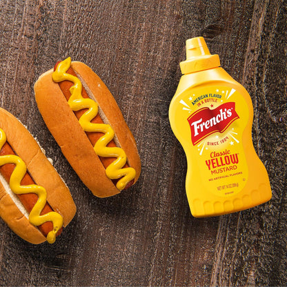 French's Stone-Ground Yellow Mustard – Kid-Friendly Condiment for Sandwiches, Chicken Tenders & Dips, 14 oz