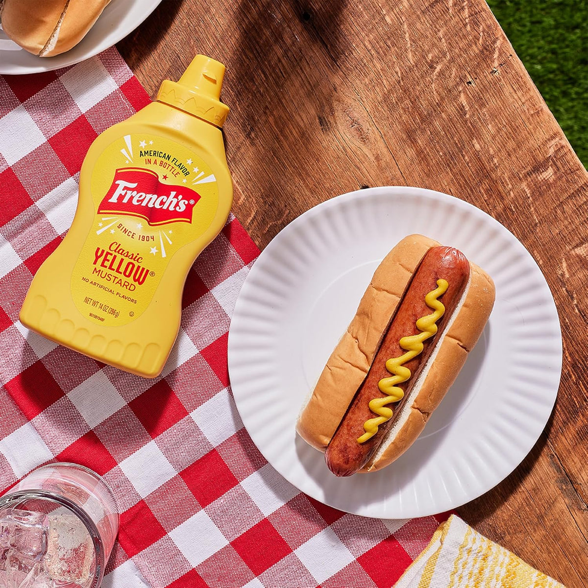 French's Stone-Ground Yellow Mustard – Kid-Friendly Condiment for Sandwiches, Chicken Tenders & Dips, 14 oz
