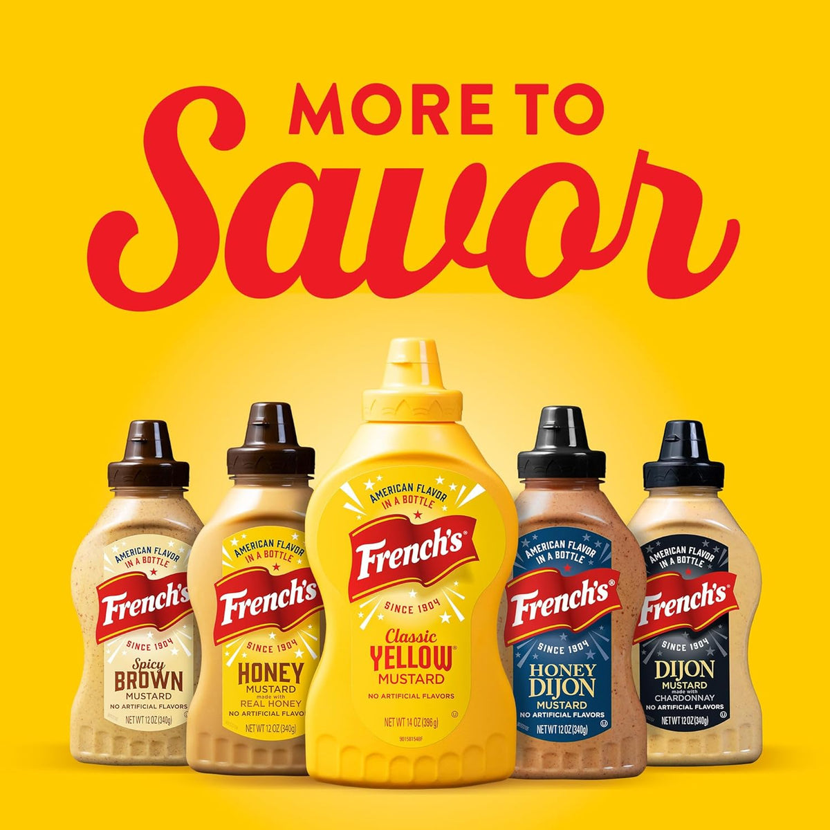 French's Stone-Ground Yellow Mustard – Kid-Friendly Condiment for Sandwiches, Chicken Tenders & Dips, 14 oz