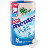 Mentos Pure Fresh Xylitol Chewing Gum for Clutter-Free Counter and Drawer Storage, Fresh Mint 80-Piece Paperboard Bottle