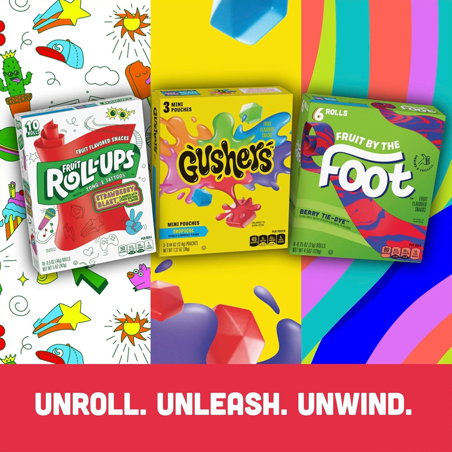 Fruit Roll-Ups Sour Variety Pack – Fun Party Favor for Kids' Birthdays, 30-Count with Tongue Tattoos
