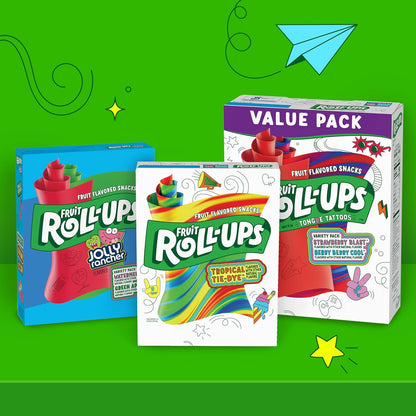 Fruit Roll-Ups Tropical Tie-Dye Variety Pack – Individually Wrapped After-School Snacks for Children