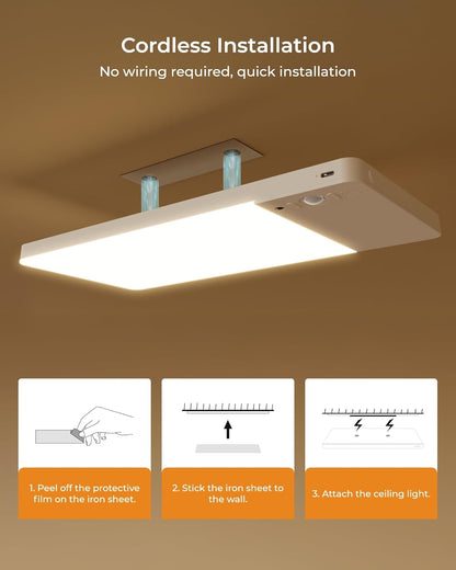 FULEN Ultra-Thin Ceiling Light — Minimalist 0.69-Inch Flush Mount for Closets and Hallways, Rechargeable