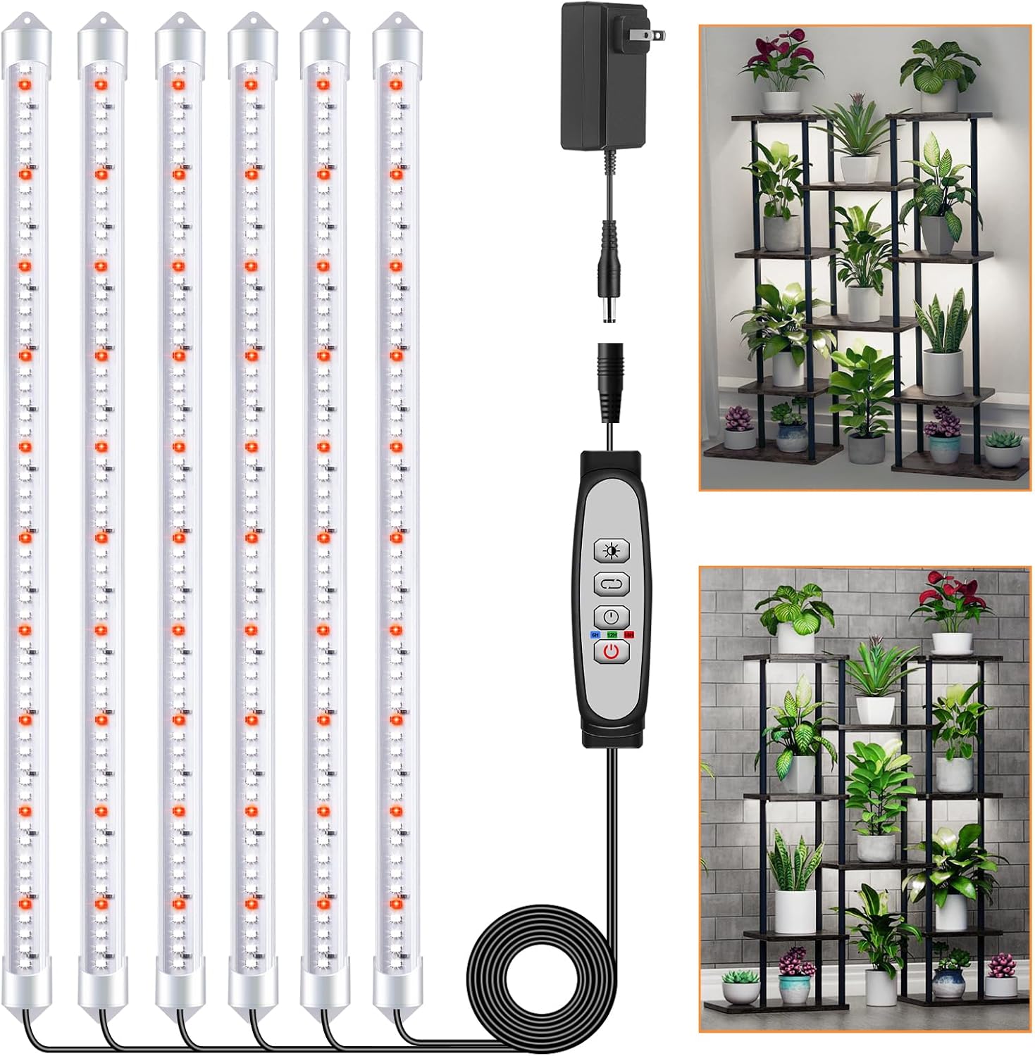 full-spectrum leds (warm white + cool white + 660nm red) covering 380–800nm