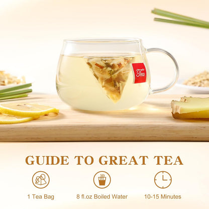 FullChea Lemon Ginger Herbal Tea – Warming Non-GMO Bedtime Blend for Mindful Self-Care Routines
