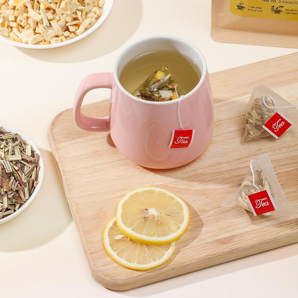 FullChea Lemon Ginger Herbal Tea – Warming Non-GMO Bedtime Blend for Mindful Self-Care Routines