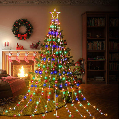 FUNIAO Star Waterfall Lights 320 LED, 9 Strand Curtain String Lights for Living Room, Bedroom Window and Cozy Holiday Aesthetic