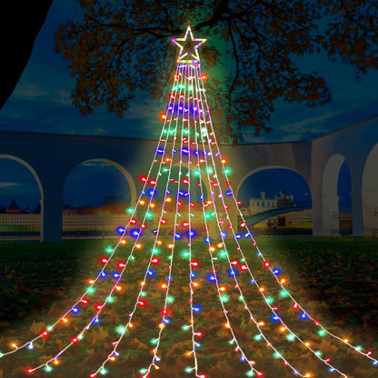 FUNIAO Star Waterfall Lights 320 LED, 9 Strand Curtain String Lights for Living Room, Bedroom Window and Cozy Holiday Aesthetic