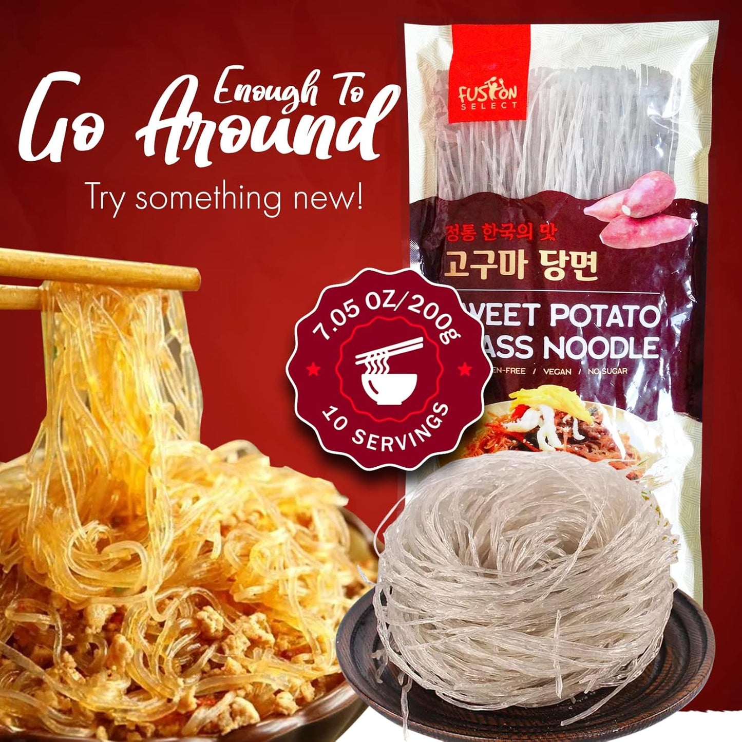 Fusion Select Sweet Potato Glass Noodles – Wellness Pantry Hero for Clean-Eating Dieters, Low-Calorie Ramen