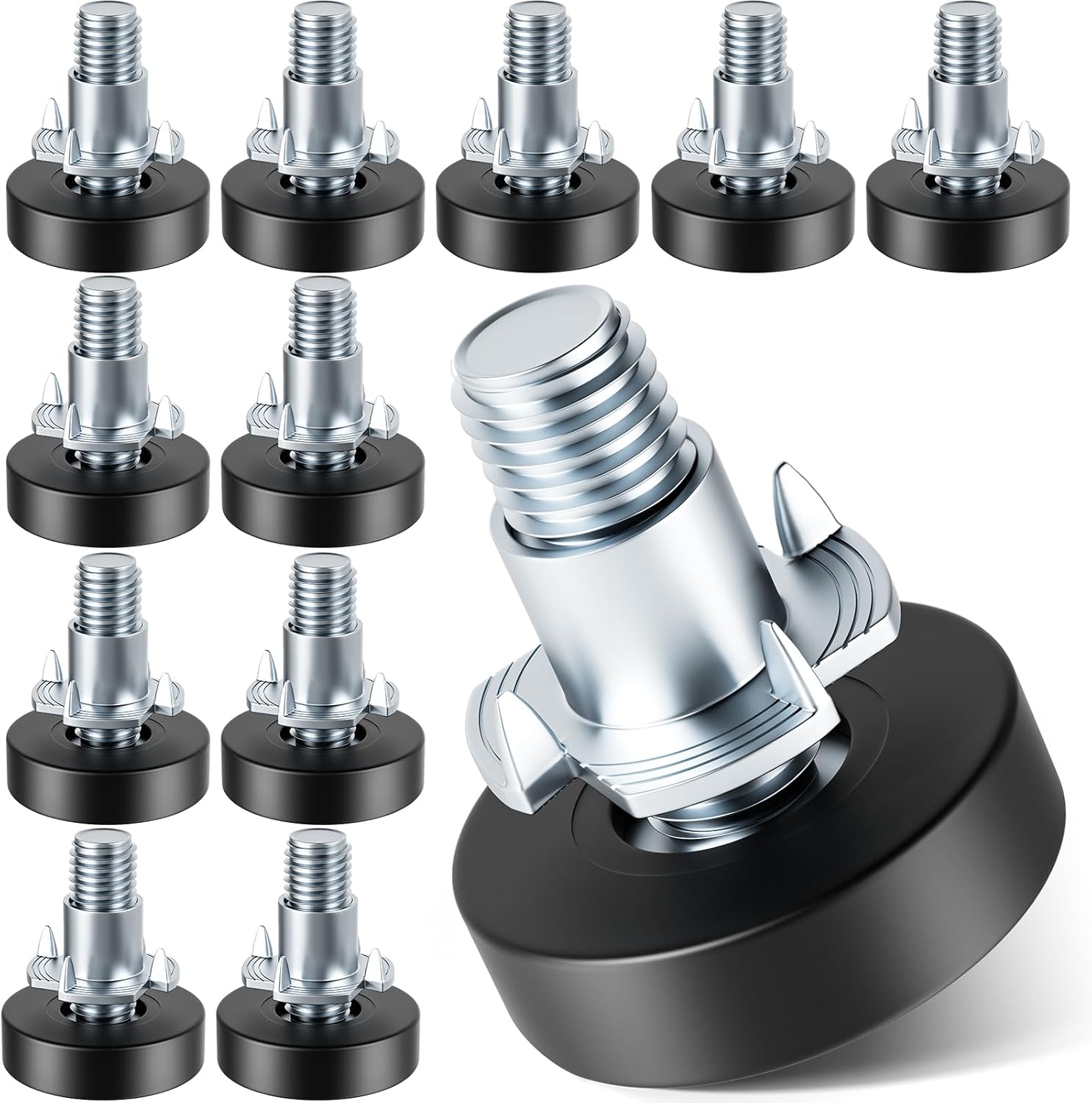 galvanized steel threaded shaft with black pp non-slip base pad