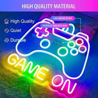 Gaming Neon Sign for Kids Room, Cool to Touch USB Powered Light - Safe Bedroom Wall Decor for Tween Boys Playroom Setup