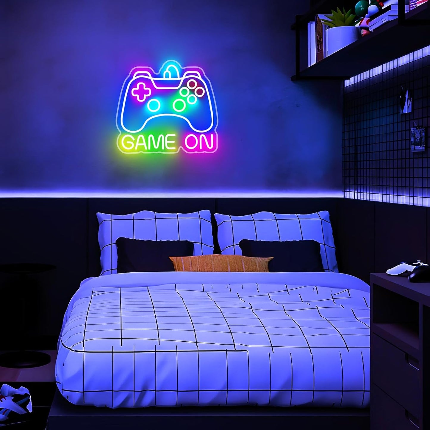 Gaming Neon Sign for Kids Room, Cool to Touch USB Powered Light - Safe Bedroom Wall Decor for Tween Boys Playroom Setup