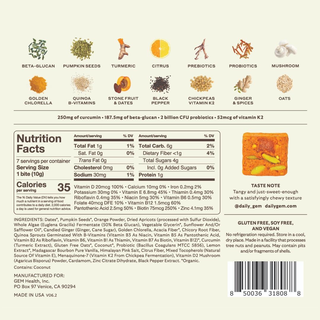GEM Daily Bites – Desk-Drawer Multivitamin for Busy Professionals, Travel-Ready Chewable 7-Count
